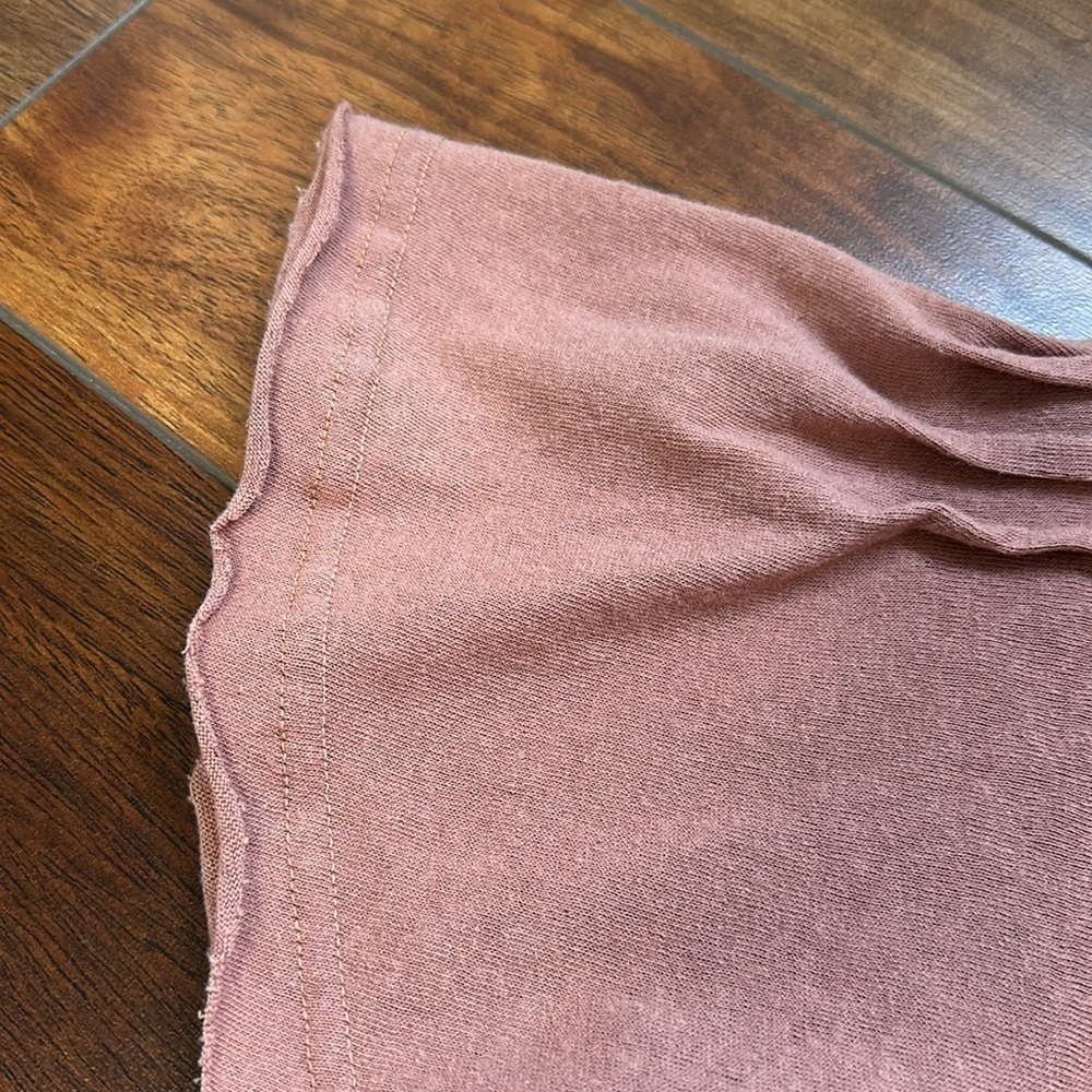 Bohme XS Dusty Rose Boho Top Pleated Neck Flutter Sleeve Lightweight - Picture 8 of 9